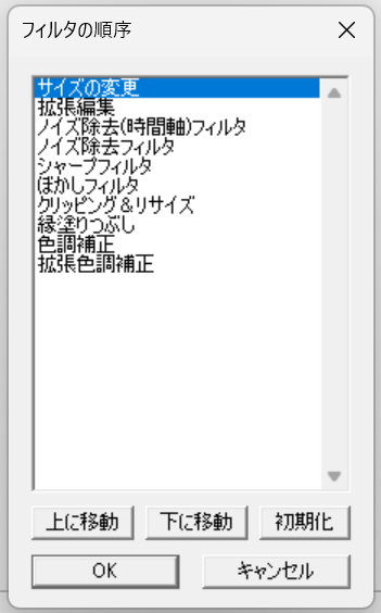 フィルタの順序